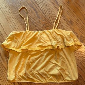 Yellow AE ruffled tank top